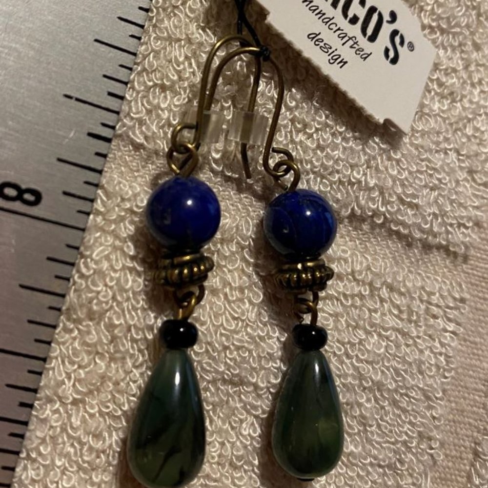 CHICO - Blue and green beaded earrings